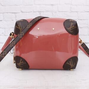 Louis Vuitton Venice Pink Patent Leather Crossbody Shoulder Purse Gold A4884